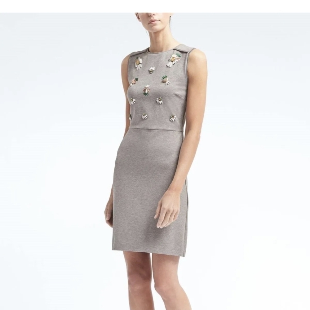 Excellent Condition Banana Republic Sleeveless Knit Pineapple Dress Gray Size 14 - Picture 1 of 16
